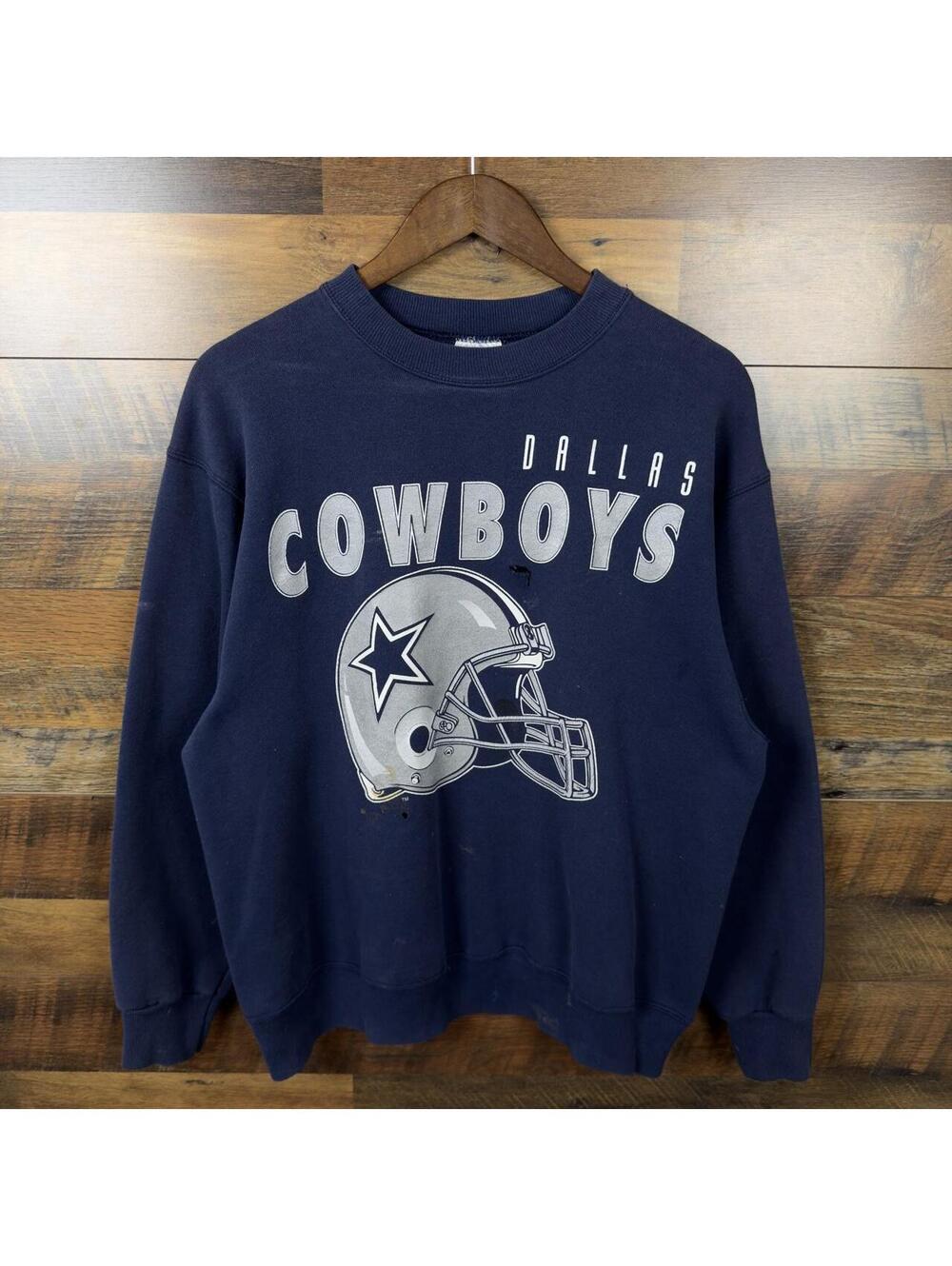 Vintage 90s Dallas Cowboys Sweatshirt NFL Hanes Made USA Distressed Large